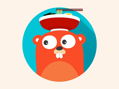 Fukuoka.go flat fukuoka go gopher illustration logo