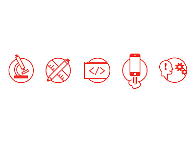 Services icons design dev discovery icon launch service training wip