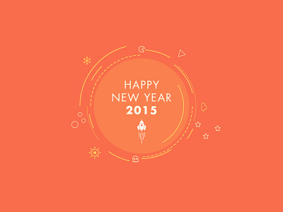 Happy new year! 2015 circle color flat icon new year shape