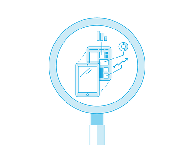 Mobile Customer Insights illustration line magnifying glass mobile simple tablet