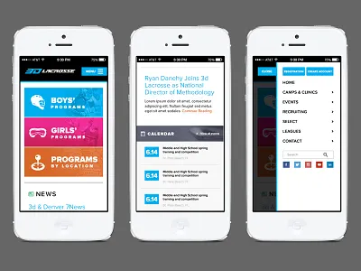 3d Lacrosse Mobile View athletics iphone lacrosse mobile responsive design sports design sports websites ui visual design