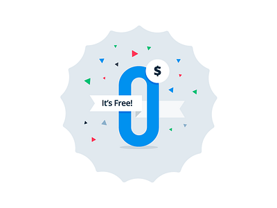 Celebrating Free badge blue confetti cost flat free green palette price ribbon zero