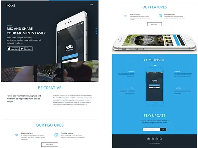 App landing page clean flat landing page layout ui website