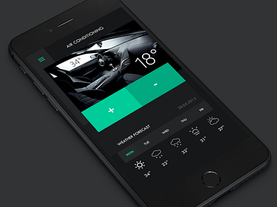 Car remote - Air conditioning air black car conditioning dark iphone phone remote ui ux visual weather