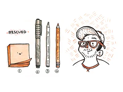 Rescued Illos avatar drawing illustration logo pen pencil post it sketch