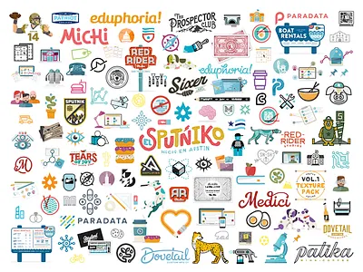bits and pieces of a fun year icons illustrations logo stuff
