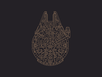 Millenium falcon hansolo line linework milleniumfalcon spaceship starwars stroke