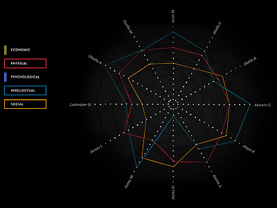 String Art Radar Chart for Krochet Kids Annual Report art chart color data datavisualization graph radar spider string stringart visualization viz