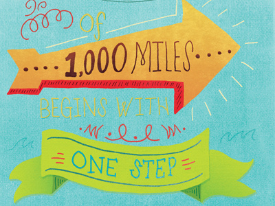 A Journey of 1,000 miles hand lettering illustration lettering textures