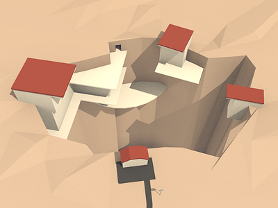 WIP - Village at the crater architecture blender low poly