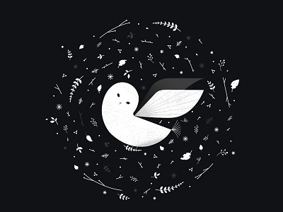 Owl leaves ornate owl poster snow owl texture vector winter