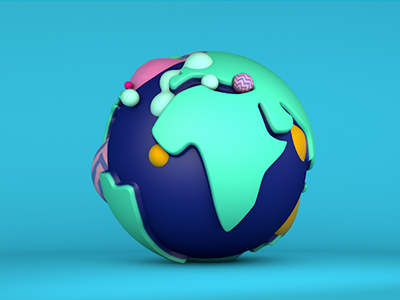 Globe 4d c4d cinema earth globe lex trickett vray world worldwide