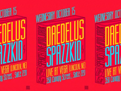 Daedelus Flyer dancing dj flyer lincoln linework live minimal music nebraska neon poster typography