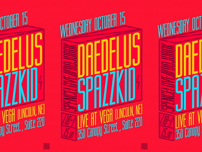 Daedelus Flyer dancing dj flyer lincoln linework live minimal music nebraska neon poster typography