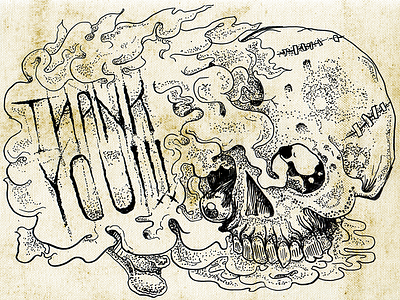 Thank you! brush ink pushead skull