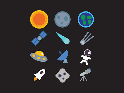 Space Icon Set Free Download comet download earth flat free icons satellite space spaceman spaceship sun ufo