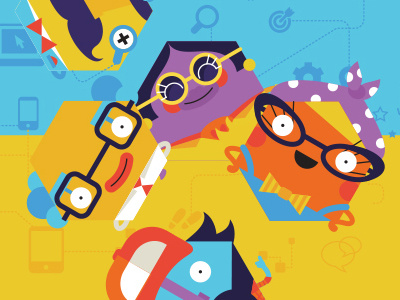 Genetic Digital Characters bright characters colourful digital geometric hexagon illustration illustrator shapes vectors web