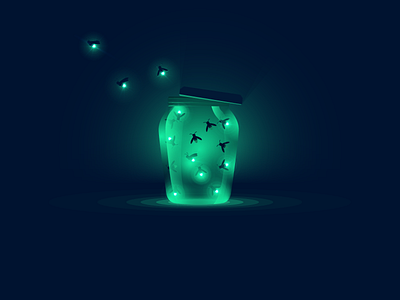 Fireflies art bugs dark fireflies firefly flat icon icon a day illustration light vector