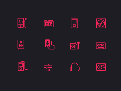 Mighticon audio cassette disc dj glyphs icons music psd retina sound visual