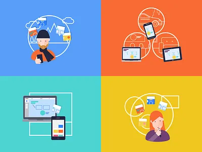 illustration for Prezi applied flat illustration linear sequence ui vector