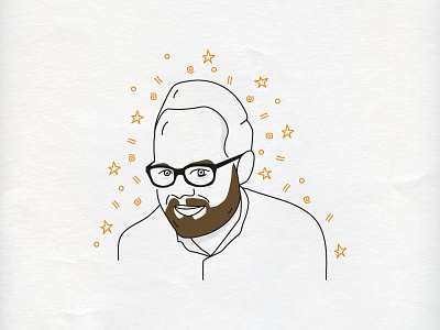 Fredster beard glasses illustration orange outline