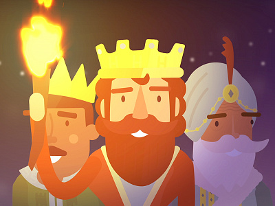 Three Kings 2d after effects animation christmas fire flat illustrator king