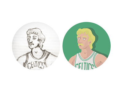 Larry Bird - Sketch to Vector basketball celtics illustration larry bird nba sketch vector