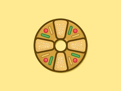 Rosca de reyes baked bakery flat icon méxico rosca sugar