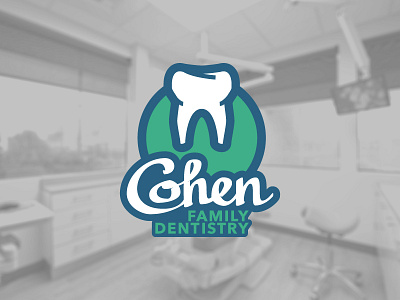 Family Dentistry blue custom dentist family green health icon logo script tooth type