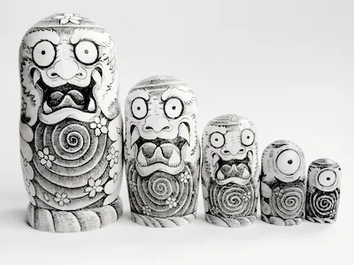 Matryoshka dolls drawing illustration japanese matryoshka nesting tattoo