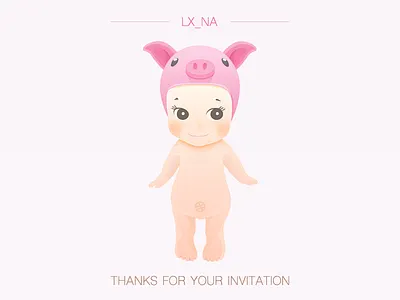 Thank You Lx_na baby child cute invitation lx na pink toy