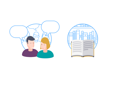 Community And Knowledge applied flat illustration linear vector web