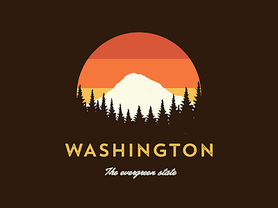 Washington circle evergreen josh warren mountain state sun sunset tree type typography washington