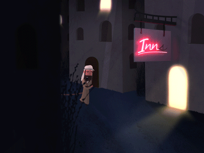 The Inns 2d after effects animation bethlehem christmas cycle flat illustrator walk