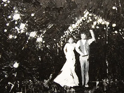 Fist Pump for Marriage acrylic black and white celebrate celebration fine art man and wife marriage painting wedding wedding dress