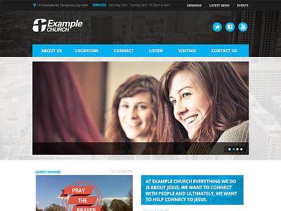 ChurchSites Graphite Theme blue church churchsites grey website