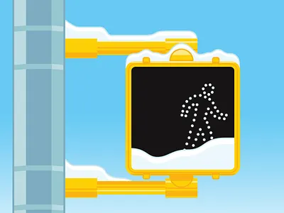 Snow in NYC drawing illustration new york nyc sign signage signal snow street vector walk winter