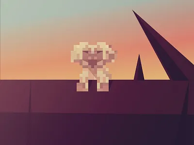 Low Res Dog Low Poly Car car color dog drive low res mood sunset