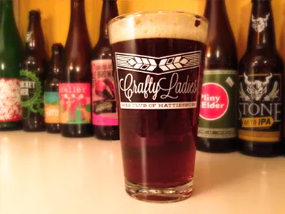 Crafty Ladies pint glass beer craft beer glassware identity lauren smith logo merch