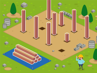 Construction gaming illustration isometric vector