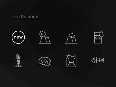 Picons Thin - Polution air co2 environment icons nature oil picons polution thin vector
