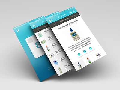 Recommended Products app detail filter interface list products score track ui