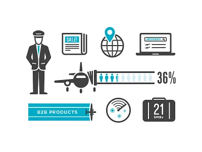 Stuff for an infographic airplane airport flat icons infographic travel twitter vector