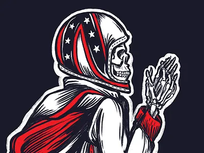 Praying Kneivaleton bnbcintiq eikon evel knieval illo illustration praying skeleton skull stunt