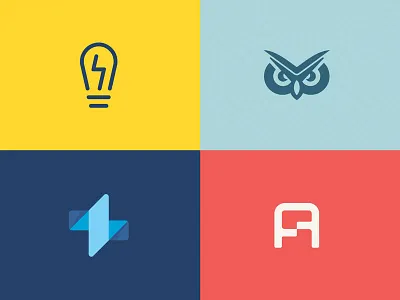 Unused Marks app bolt brand bulb icon light lightning logo mark monogram owl unused