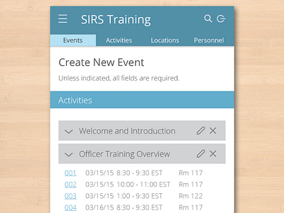 Create New Event view app flat material mobile ui