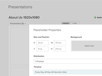 Presentation Settings Modal modal settings ui