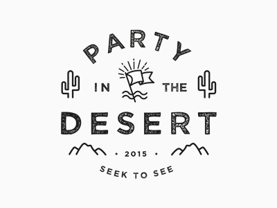 Party in the Desert 2015 badge branding cactus desert flag icons identity logo palm springs