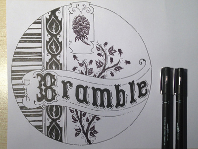 Bramble Design - Inking cocktail design illustration ink lettering pen