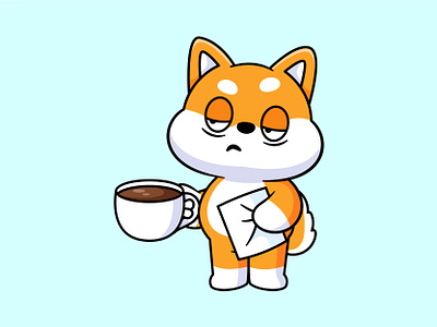 Shiba Coffee ☕️ animal cartoon character coffee cute dog illustration logo mascot overtime pet shiba sleep sleepy